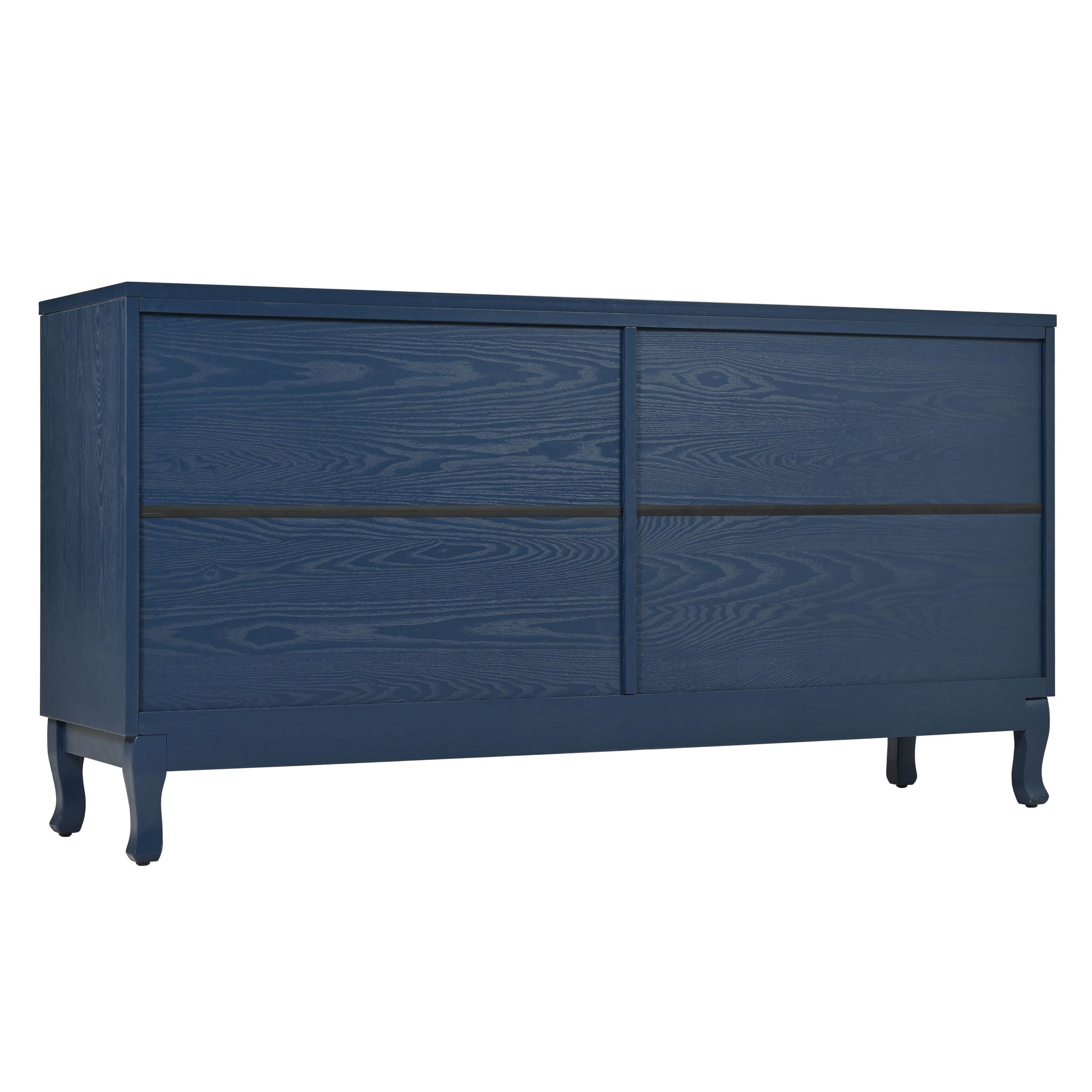 Elegant Sideboard With Sophisticated Wavy Pattern Doors And Arched Groove Design, Adjustable 4 Door Layout