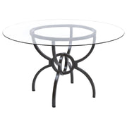 Coaster Fine Furniture Aviano - Round Glass Top Metal Dining Table - Gunmetal | Meri Furniture