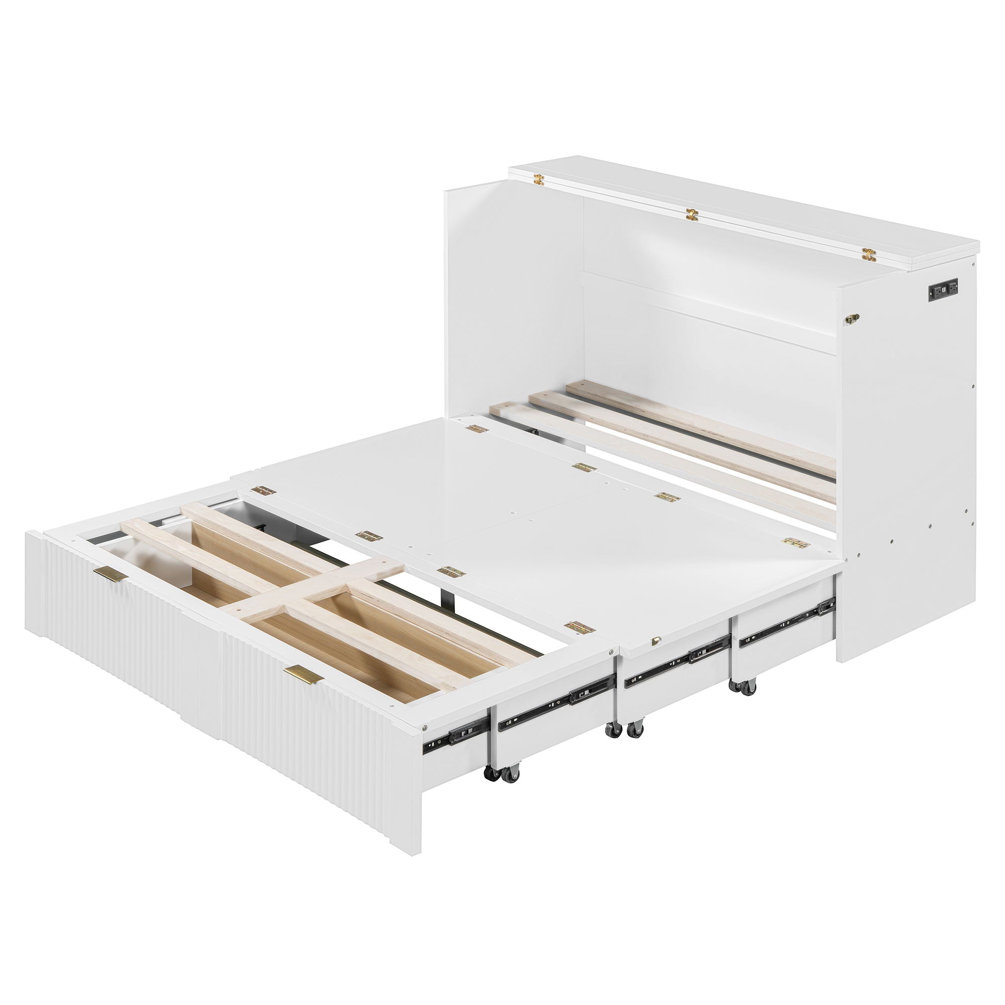 Murphy Bed With Drawer And A Set Of Sockets & USB Ports, Pulley Structure Design