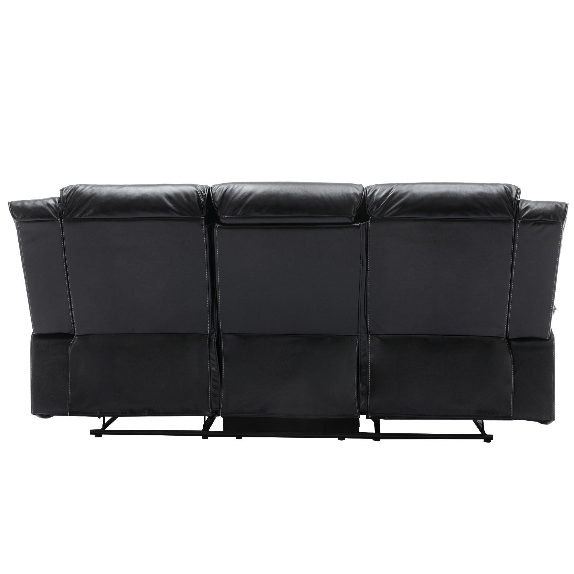 3 Seater Home Theater Recliner Manual Recliner Chair With A LED Light Strip Two Built-In Cup Holders For Living Room