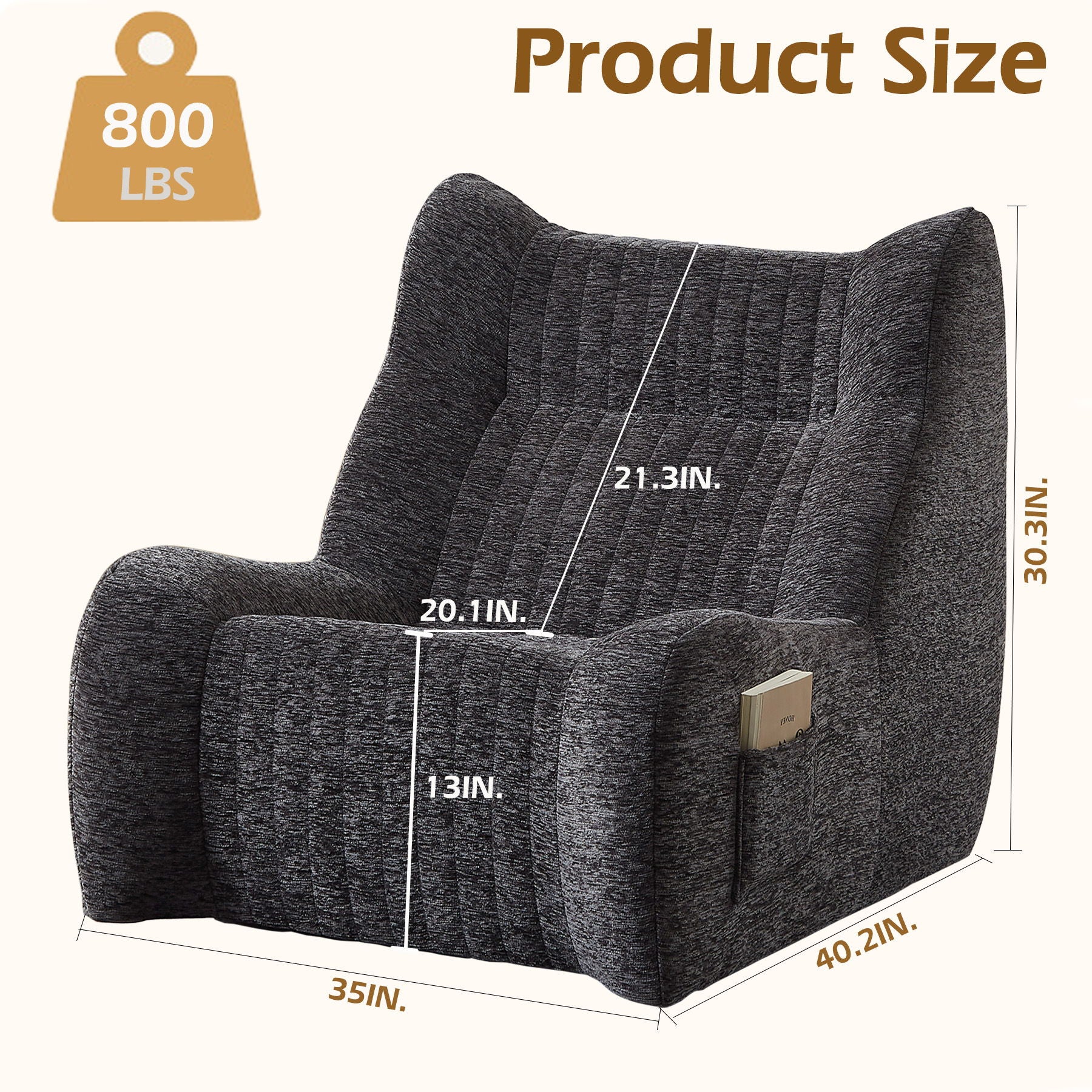 Bean Bag Chair, Lazy Floor Sofa Couch - Gray