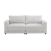 Modern Square Arm Sofa With Soft Fabric Upholstery, Deep Cushions