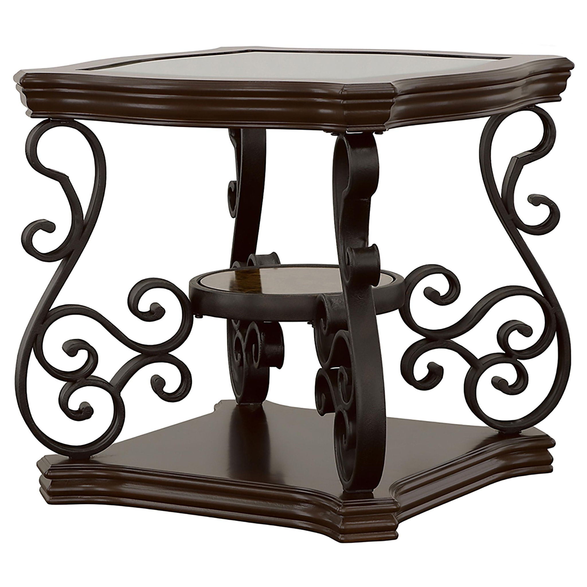 Laney 1-shelf Glass Top Square End Table Deep Merlot