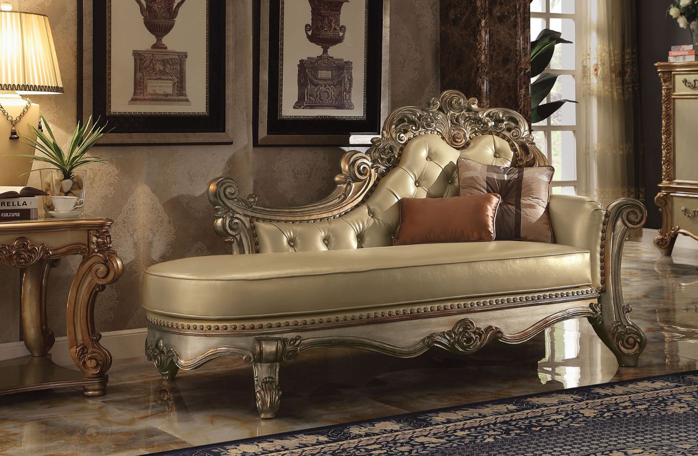 ACME Create an elegant, traditional design in your room with the Vendome Chaise. | Meri Furniture