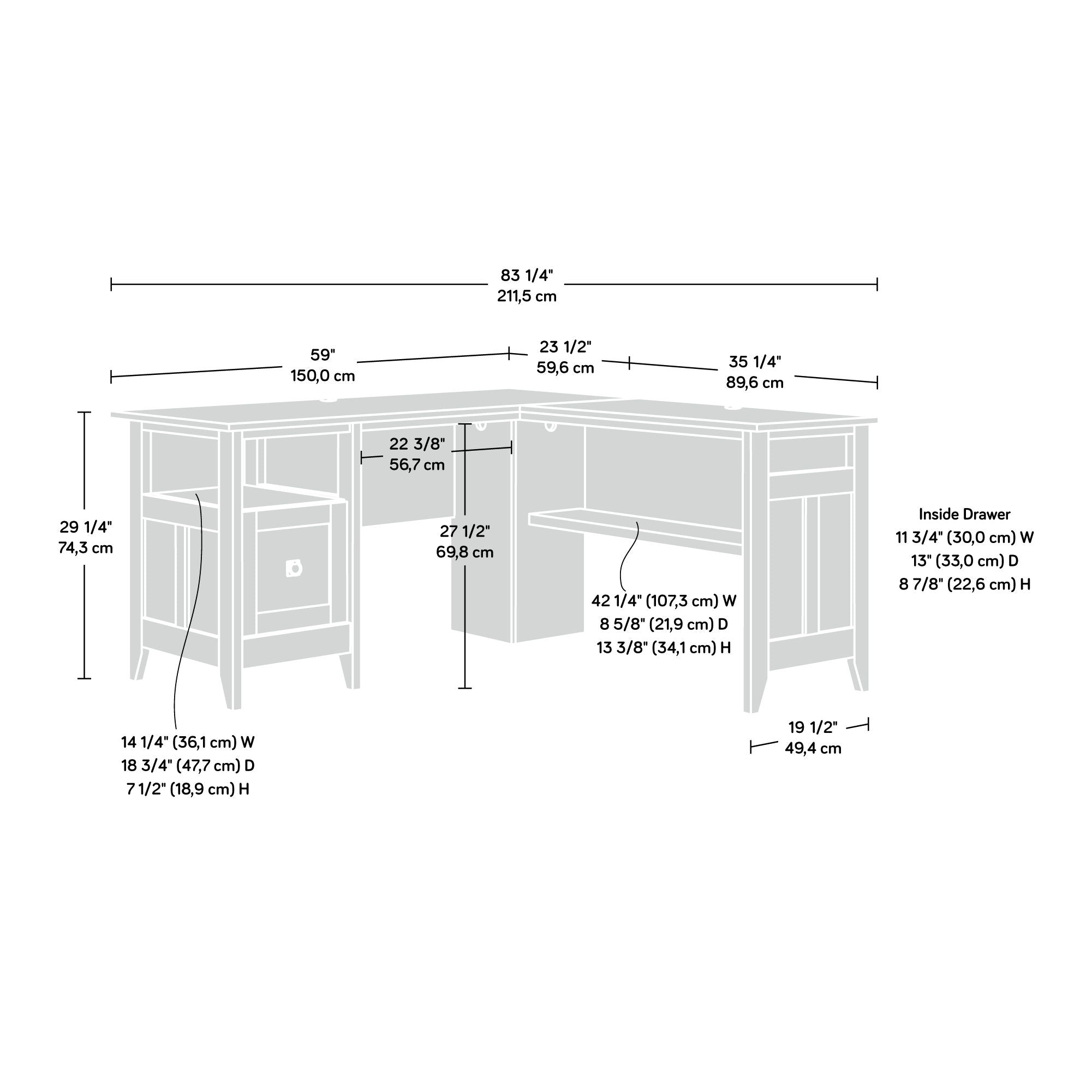 L-Shaped Home Office Desk in Mystic Oak