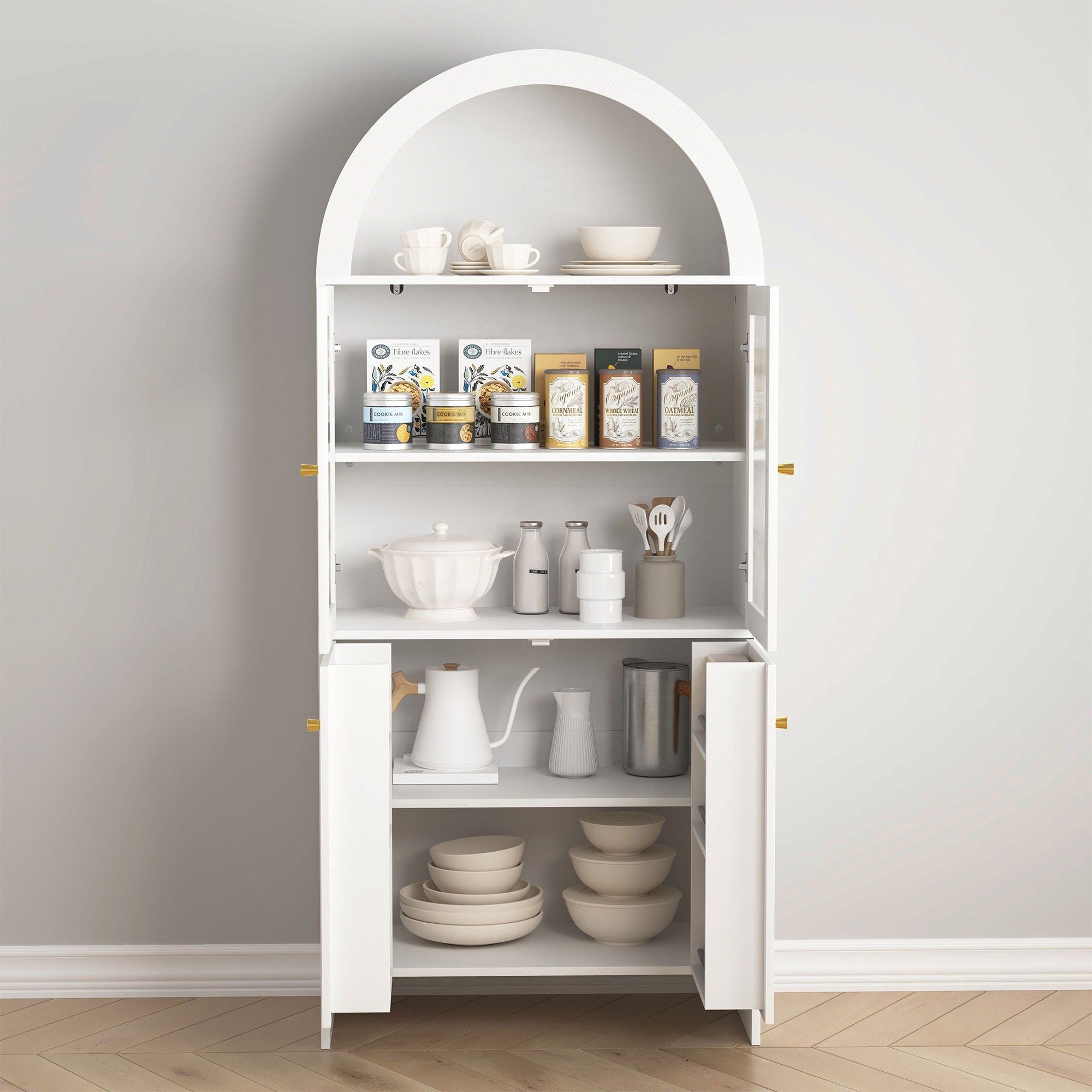 Modern Tech Inspired Dome Cabinet With LED Lighting