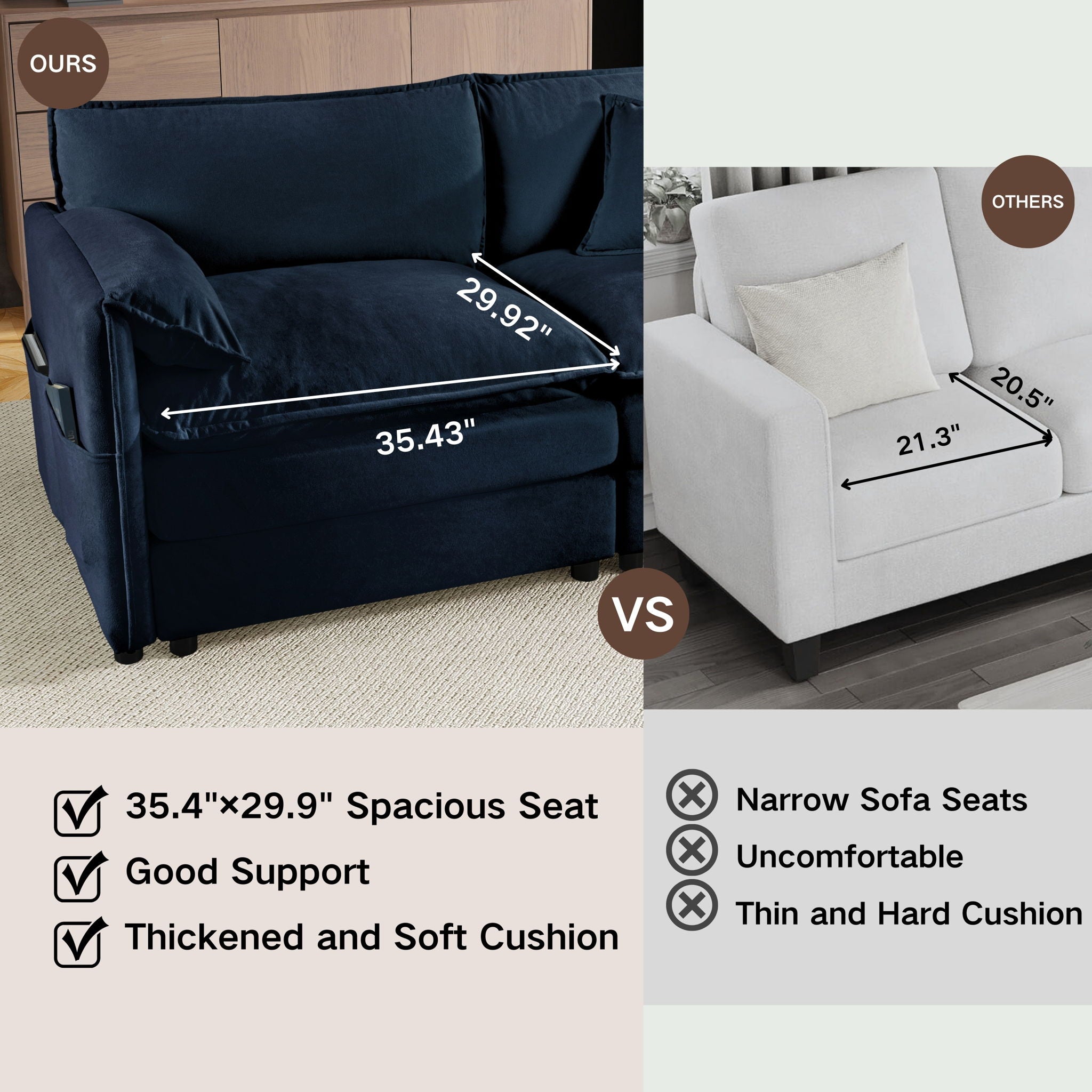 Modern Oversized Chenille Loveseat Sofa With Deep Seat And Diy Combination