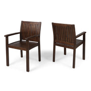 Wilson - Rustic Dining Chair Acacia Wood With Slat Panel Design (Set of 2) - Dark Brown