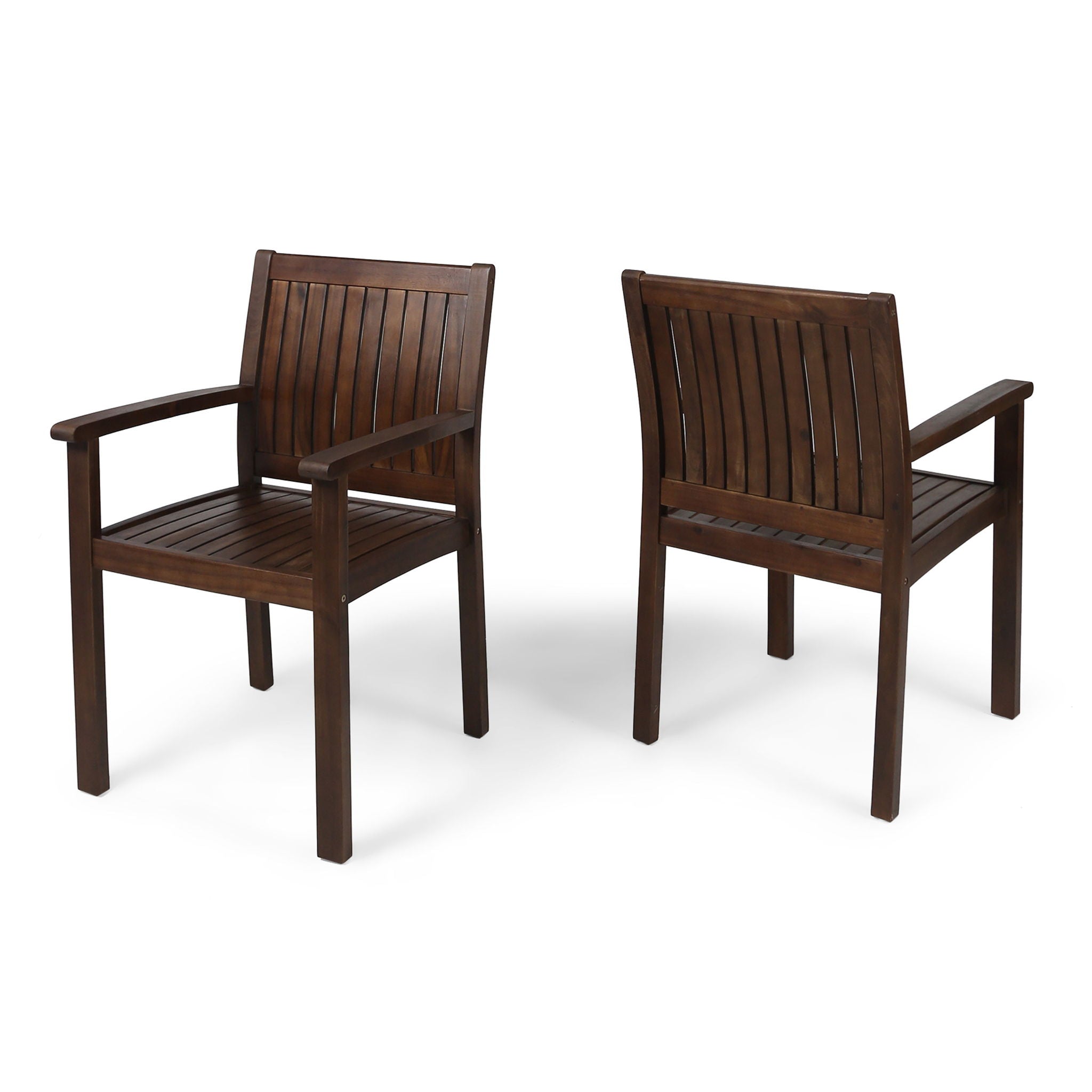 Wilson - Rustic Dining Chair Acacia Wood With Slat Panel Design (Set of 2) - Dark Brown