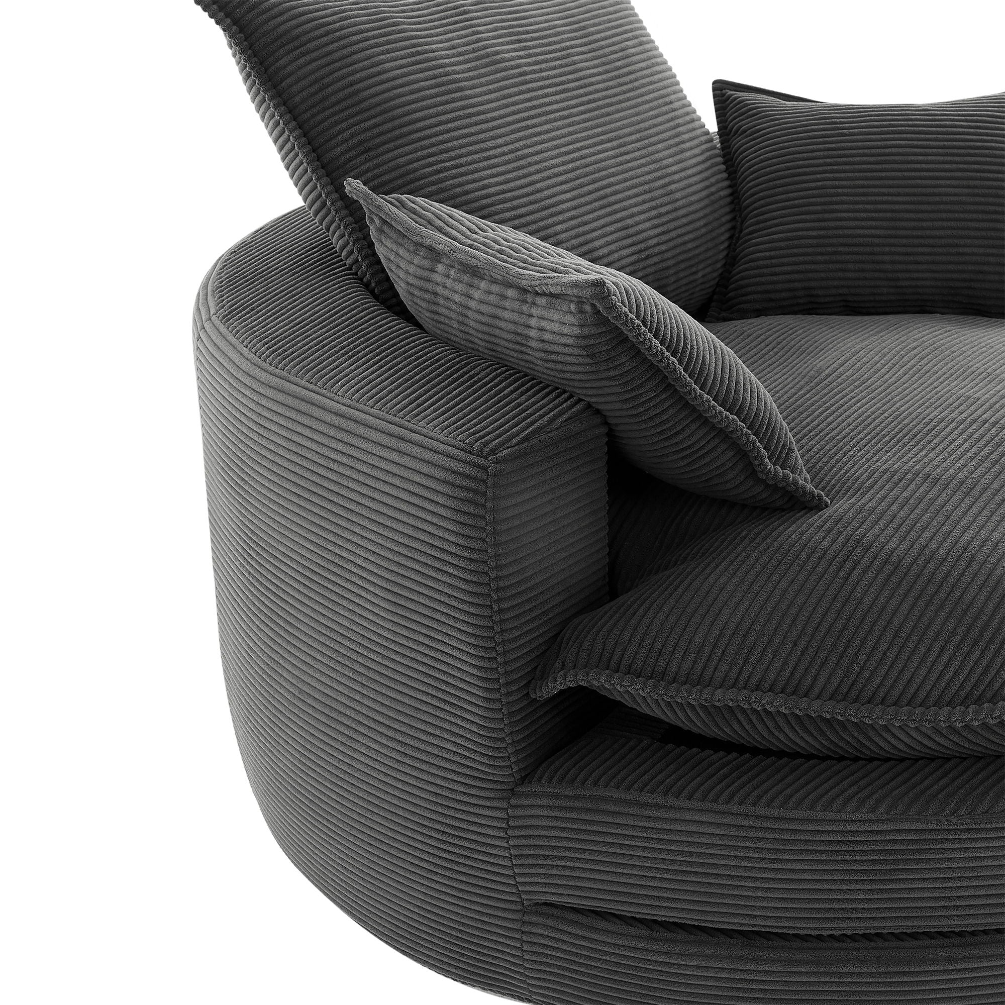 360° Swivel Accent Barrel Chair With Dual Layer Cushion And 3 Removable Pillows