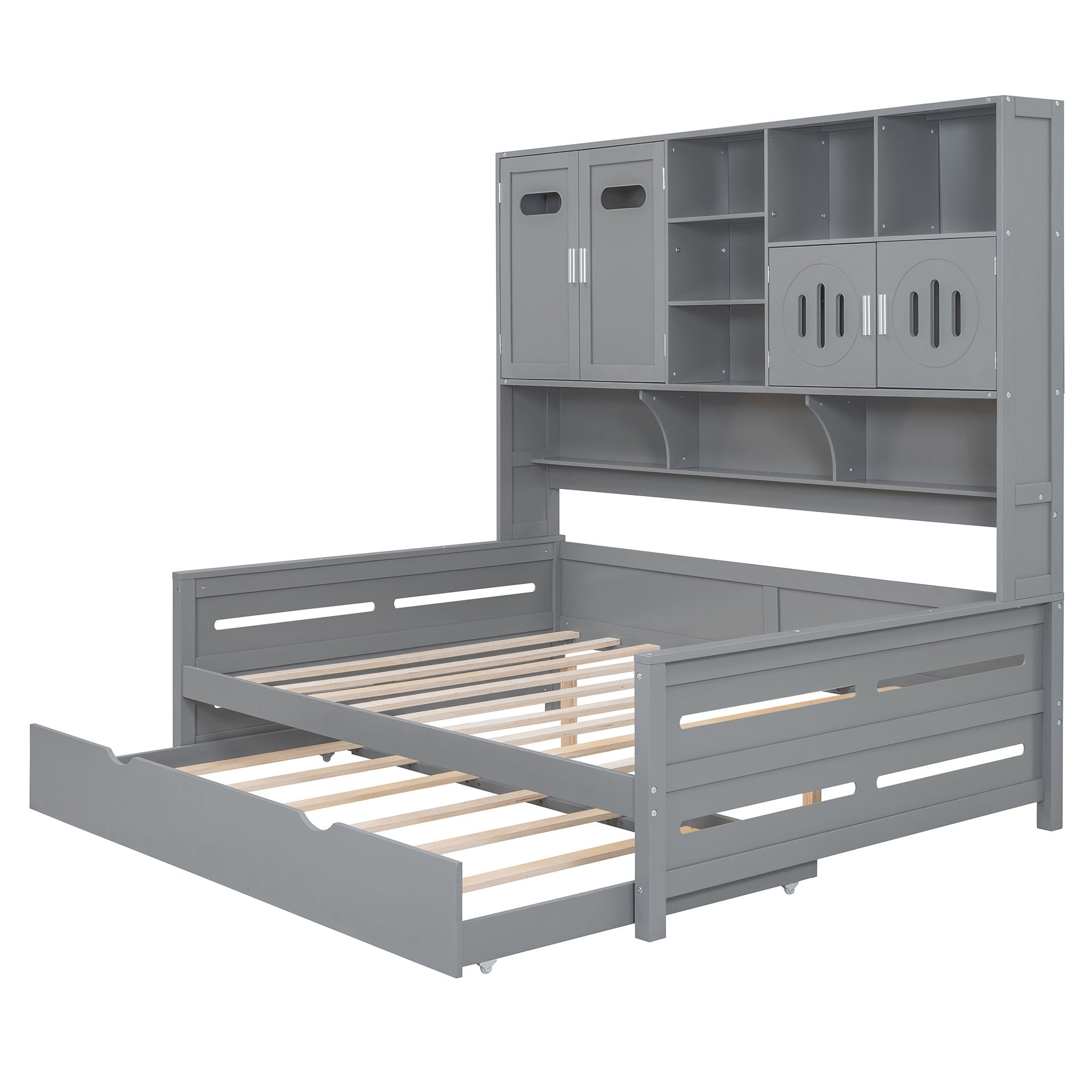 Daybed With All-In-One Cabinet And Shelf
