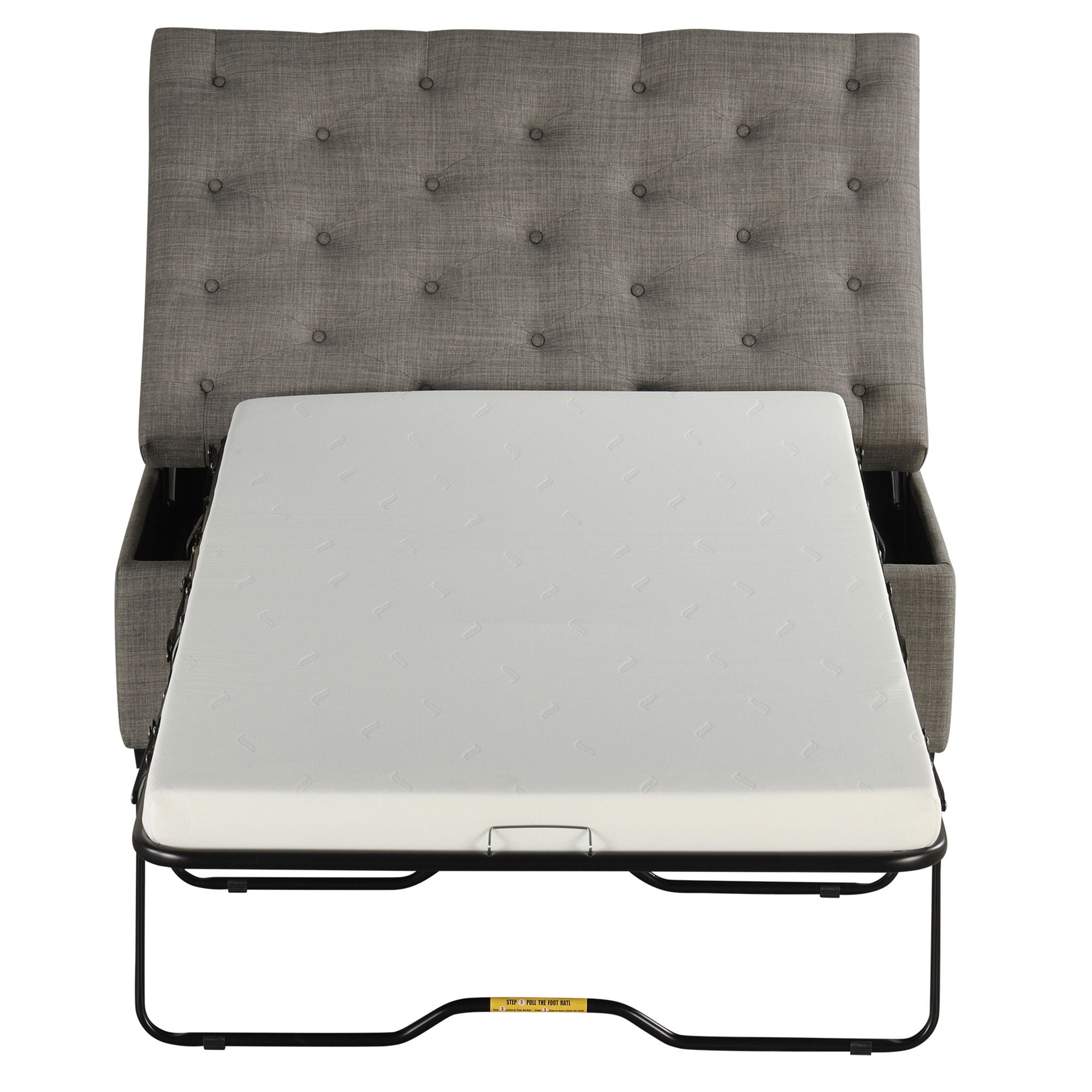 Convertible Folding Sofa Bed Ottoman With Memory Mattress And Tufted Design
