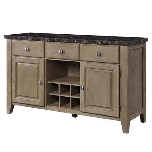 ACME Charnell - Server - Marble & Oak Finish | Meri Furniture