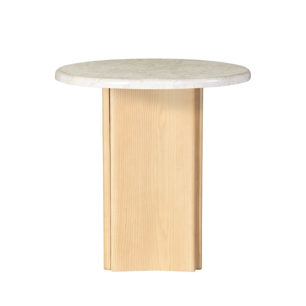ACME Qwin - End Table With Marble Top - Oak | Meri Furniture