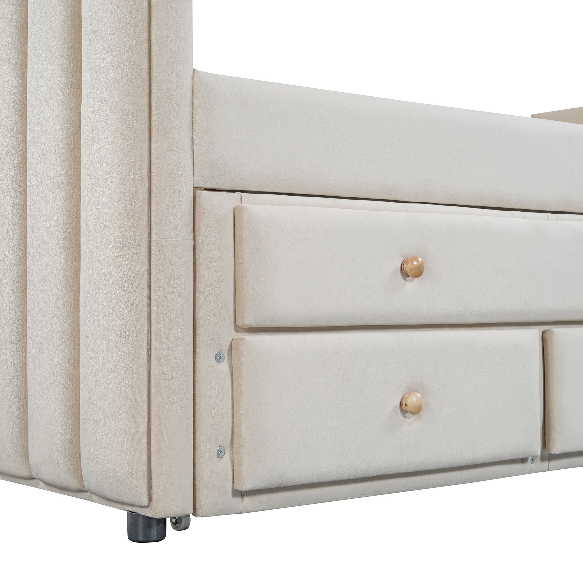 Upholstered Daybed With Trundle And Drawers