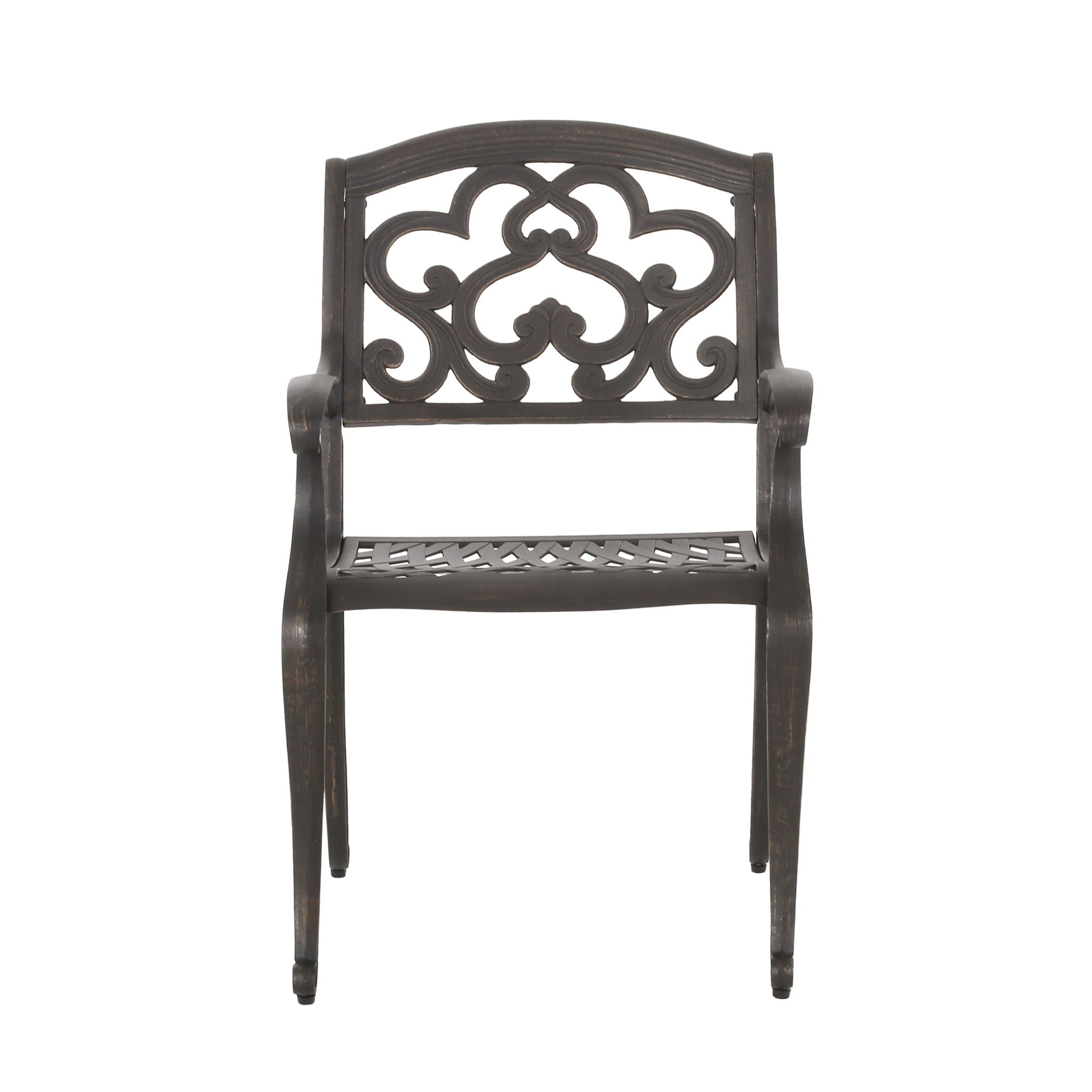 Cast Aluminum Dining Chair With Hand Crafted Details - Copper