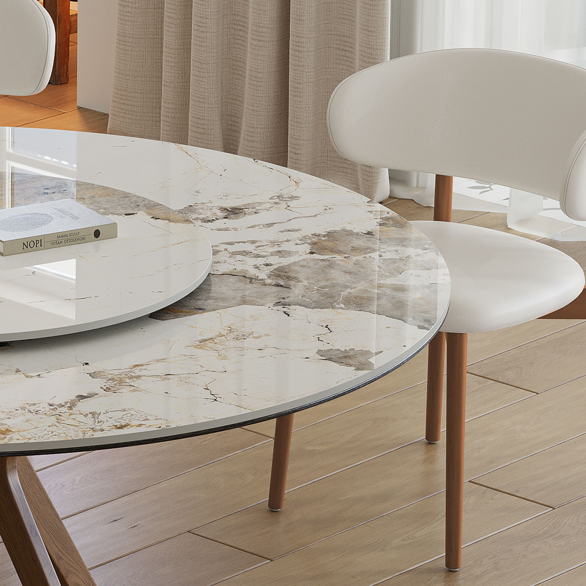 Dining Table With 35" Turntable - White