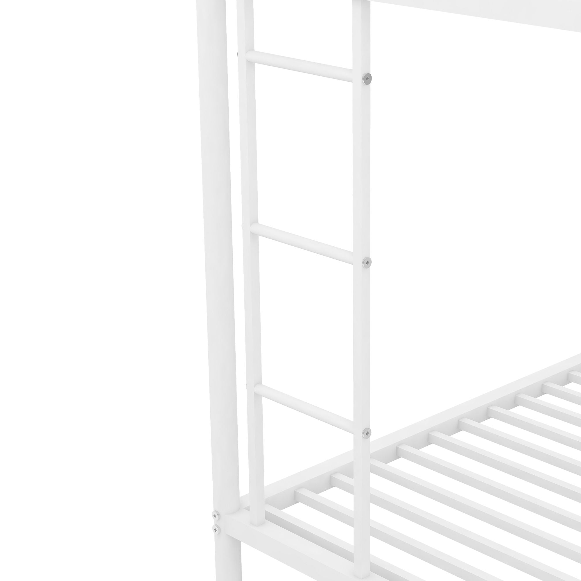Bunk Bed With Steel Frame And Trundle, 2 Side Ladders