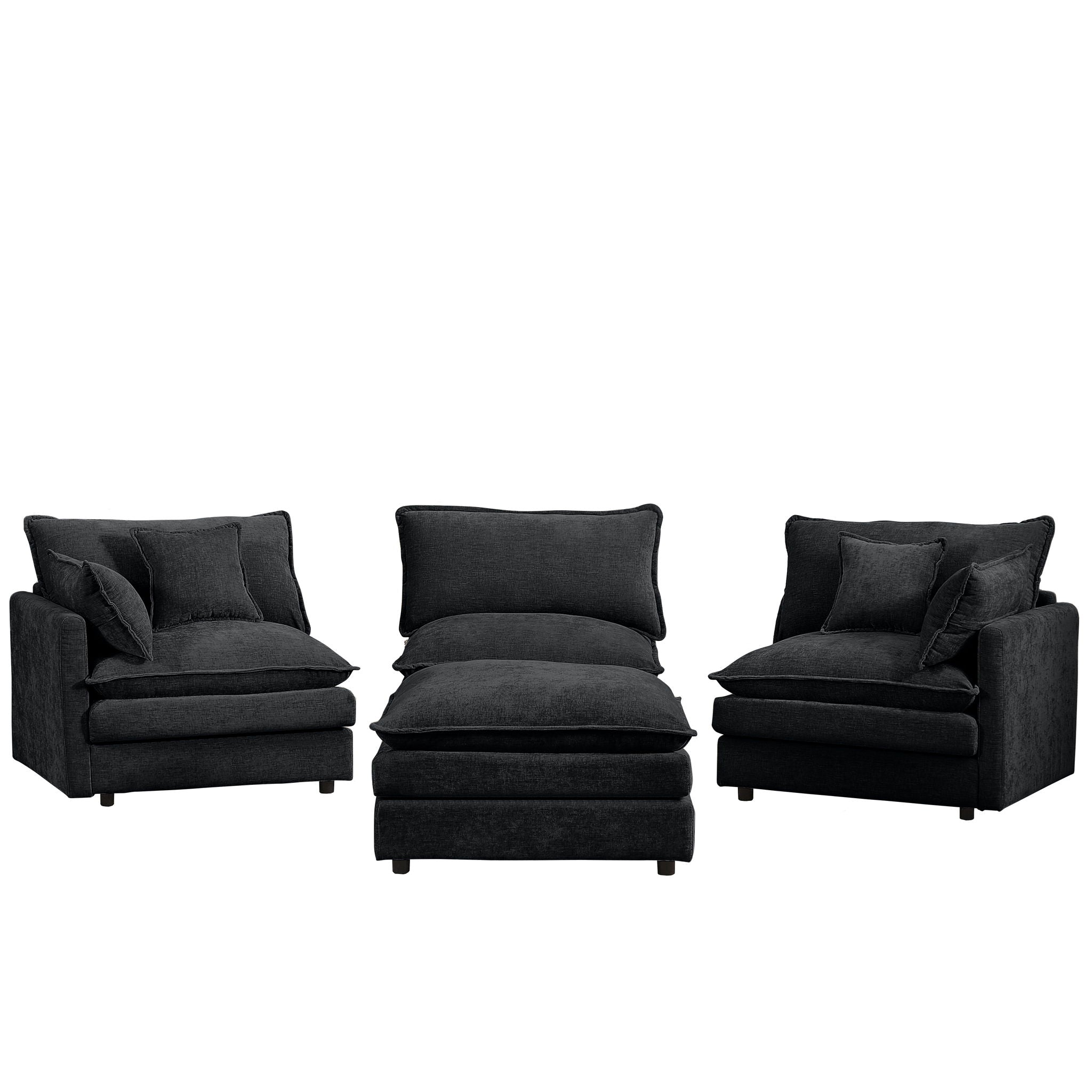 Contemporary Modular Sectional Sofa Set With Movable Ottoman