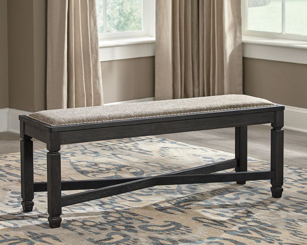 Ashley Furniture Tyler - Black / Grayish Brown - Upholstered Bench | Meri Furniture
