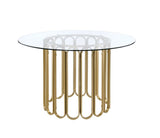 ACME Pacheco - Dining Table - Clear Glass Top & Gold Finish | Meri Furniture