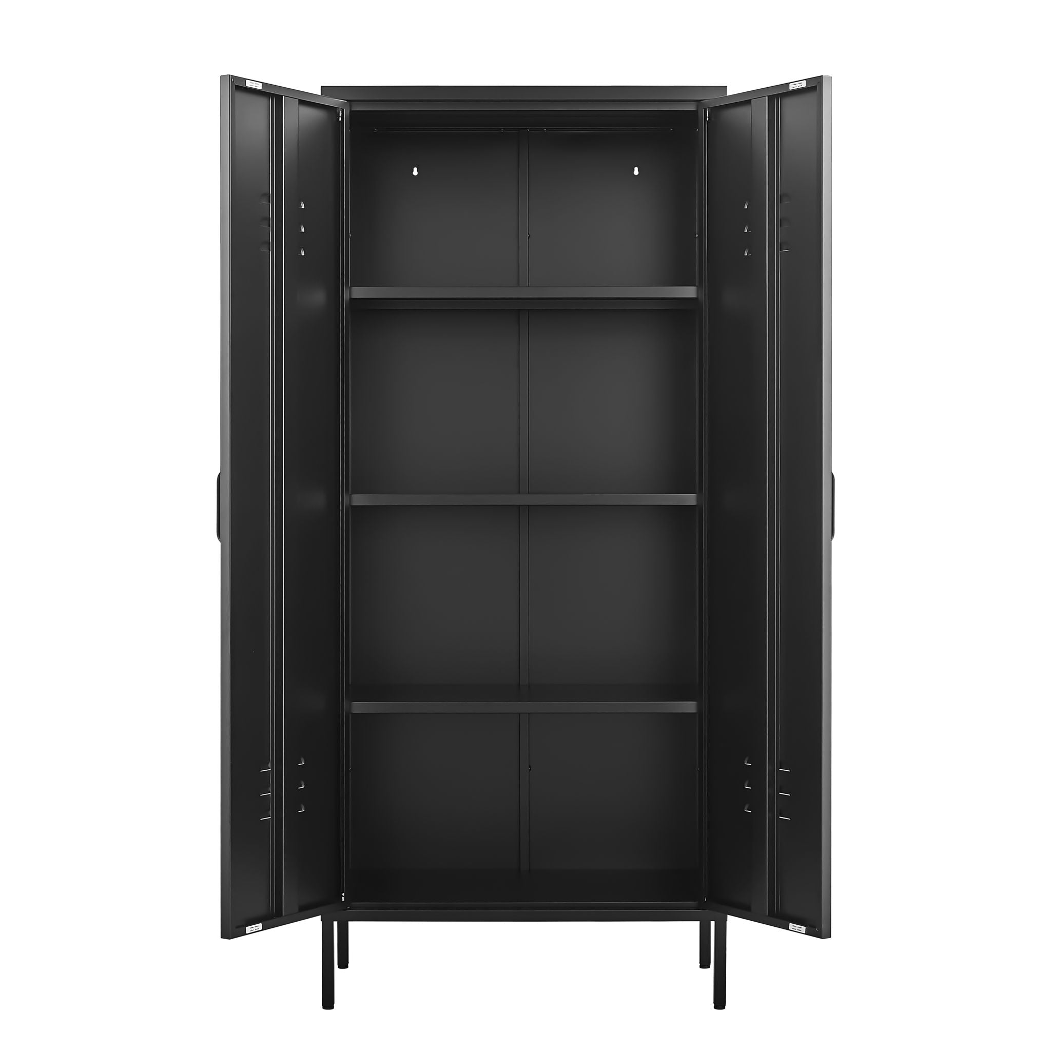 Storage Locker Cabinet With Adjustable Shelves Durable Construction With Breathable Design And Easy Assembly - Black