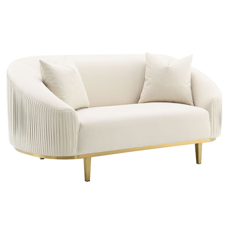 Martina - Loveseat With 2 Pillows - Ivory Velvet