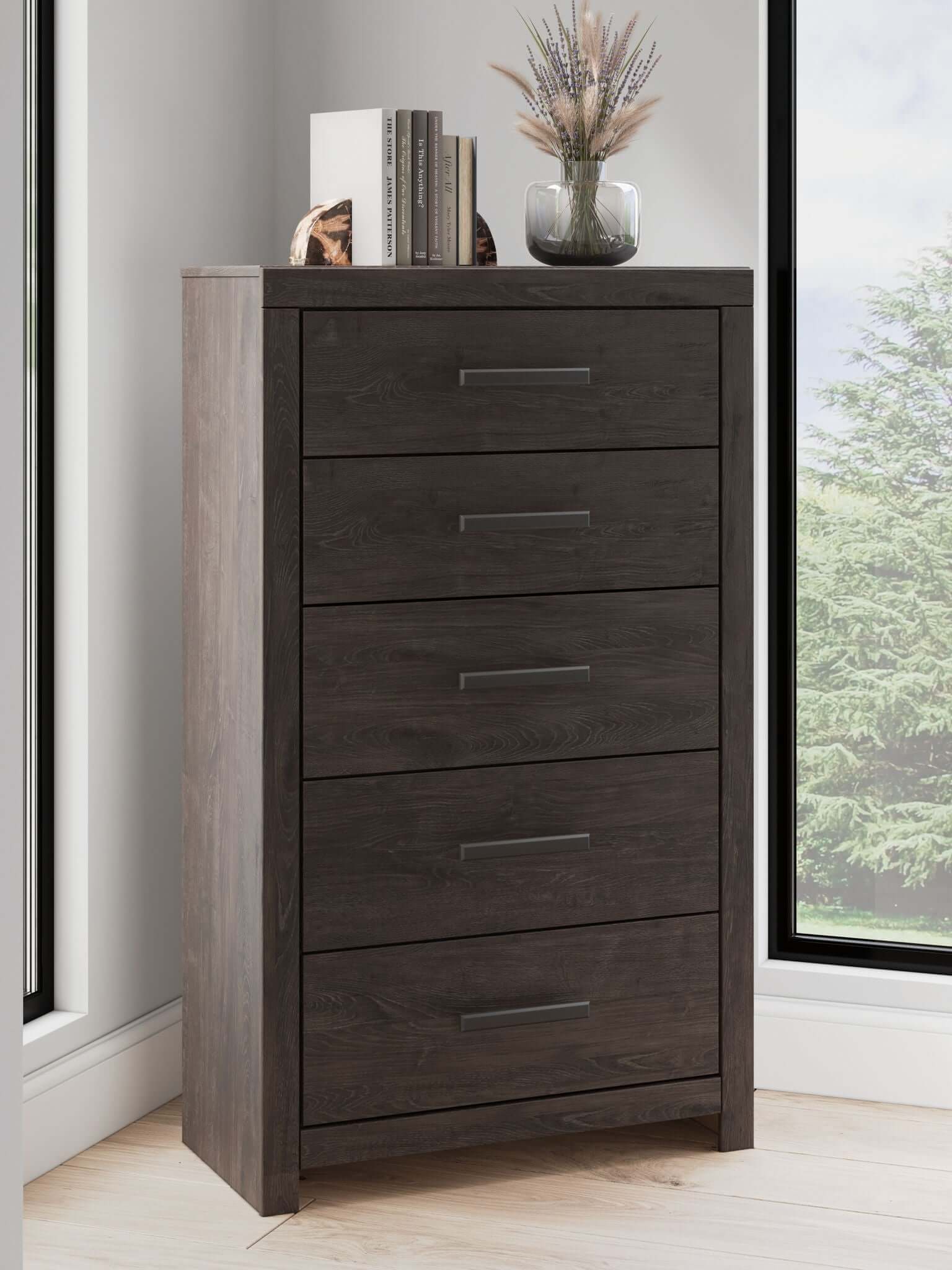 Prendonea - Five Drawer Chest - Charcoal