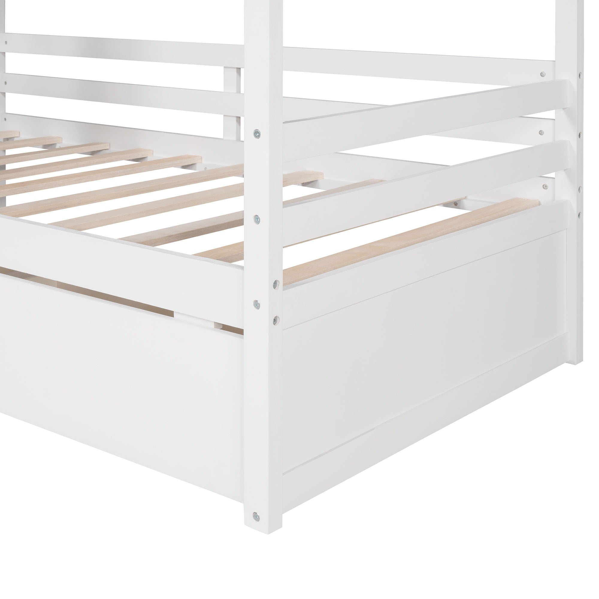 Twin Size Classic House Bed With 2 Drawers - White