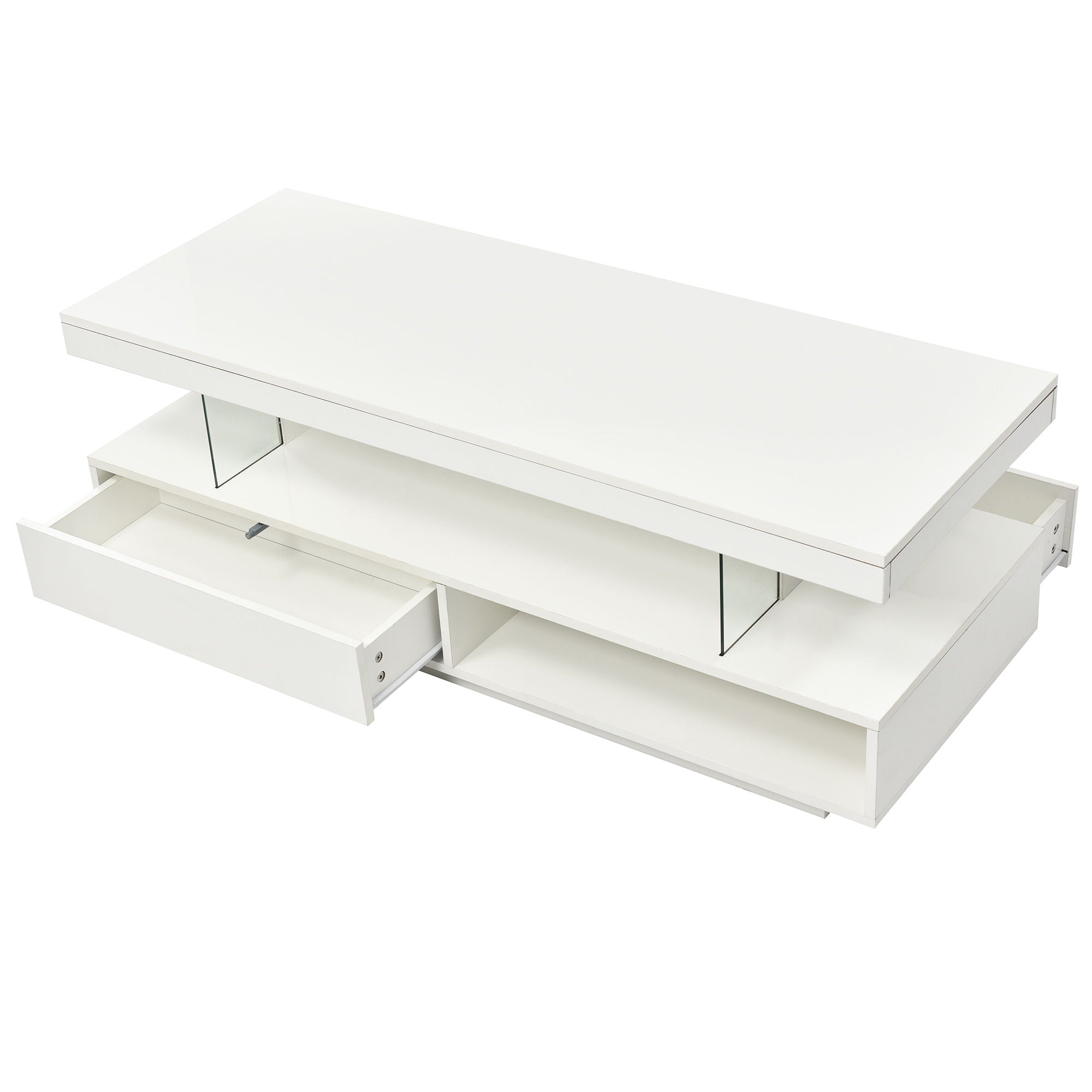LED Coffee Table With 2 Drawers And Display Shelves