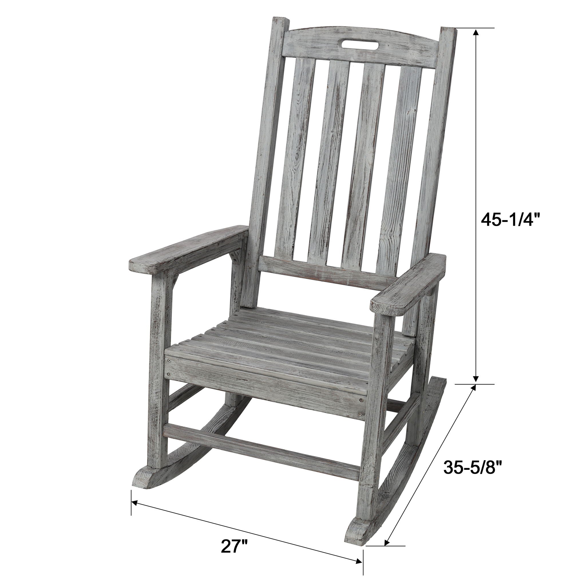 Oversized Porch Rocker Chair With Wide Seat And Tall Backrest