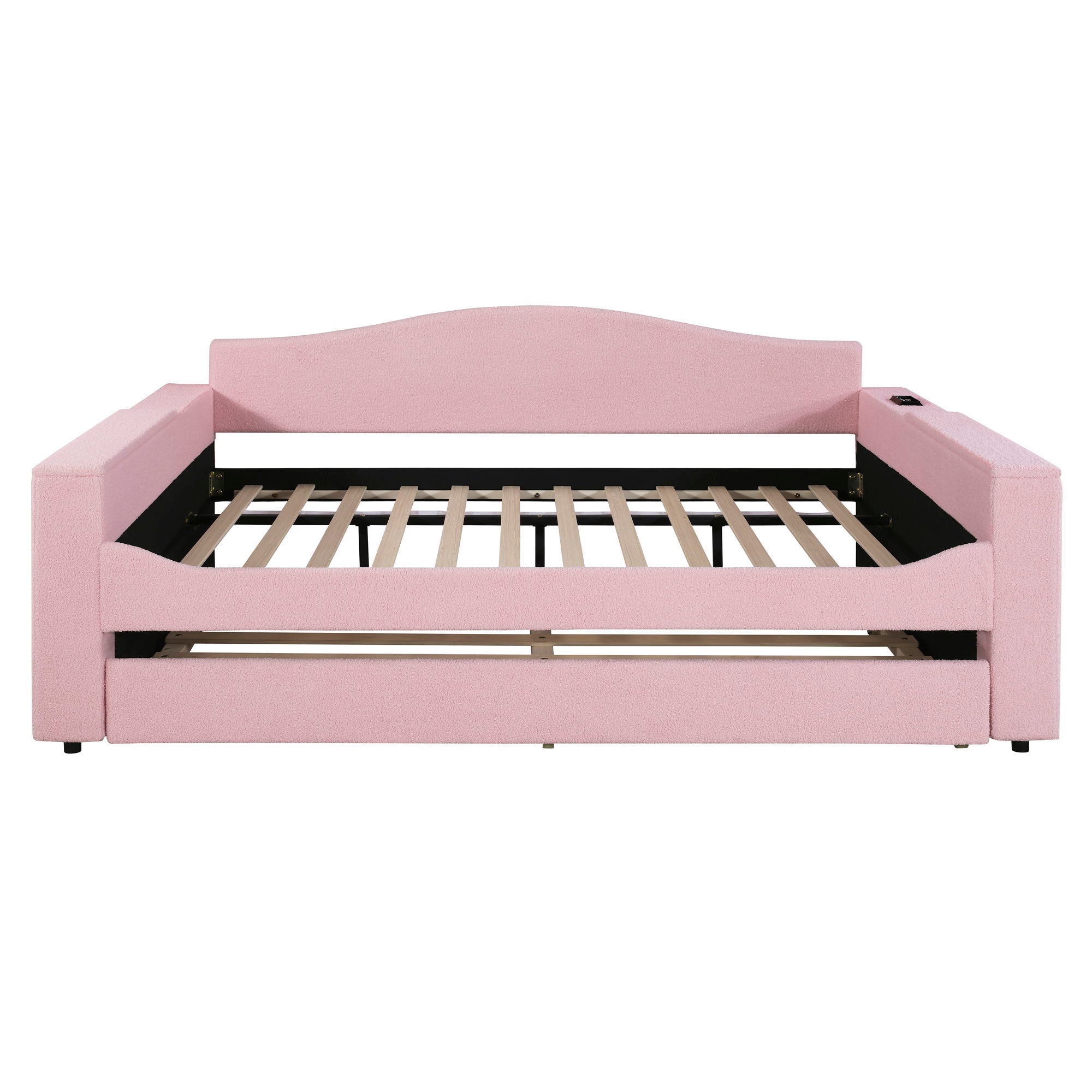 Upholstered Daybed With Storage Armrests, Trundle And Latest Integrated Bluetooth Audio System