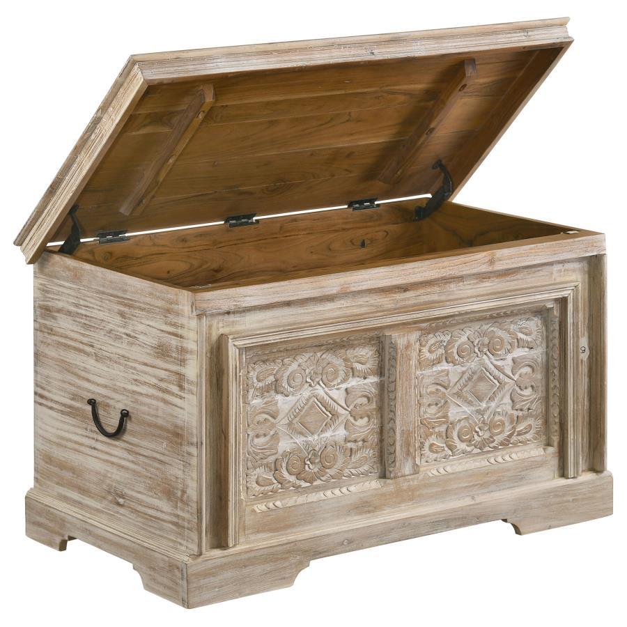 Coaster Fine Furniture Nilay - Wood Storage Trunk - White Washed And Black | Meri Furniture