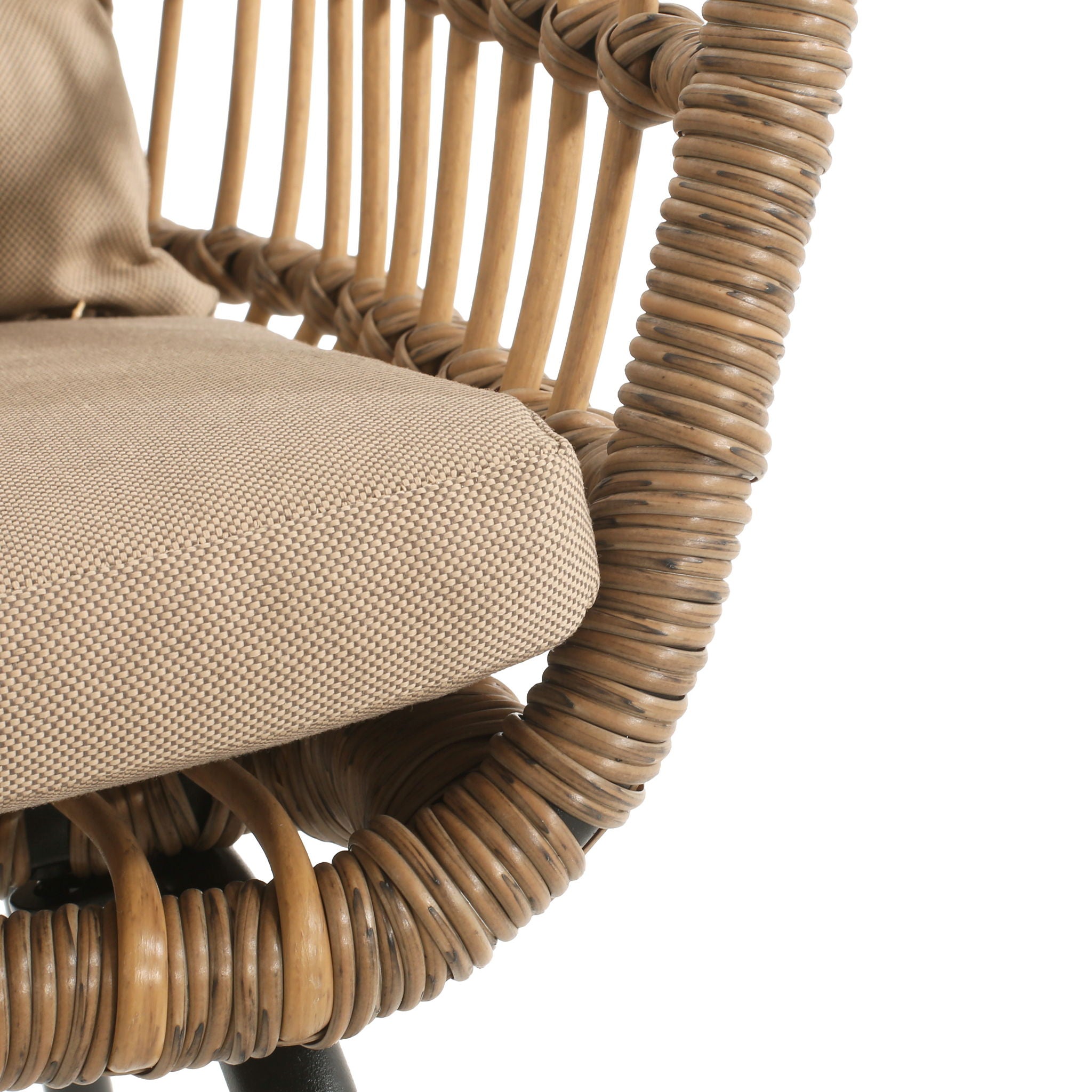 Contemporary Outdoor Patio Chairs With Cushions (Set of 2) - Beige / Black