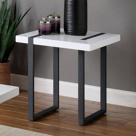 Furniture of America Eimear - End Table - White / Black | Meri Furniture