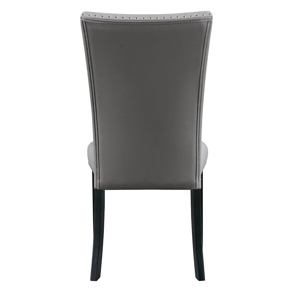 Caralin - Side Chair Set of 2) - Gray Synthetic Leather & Black
