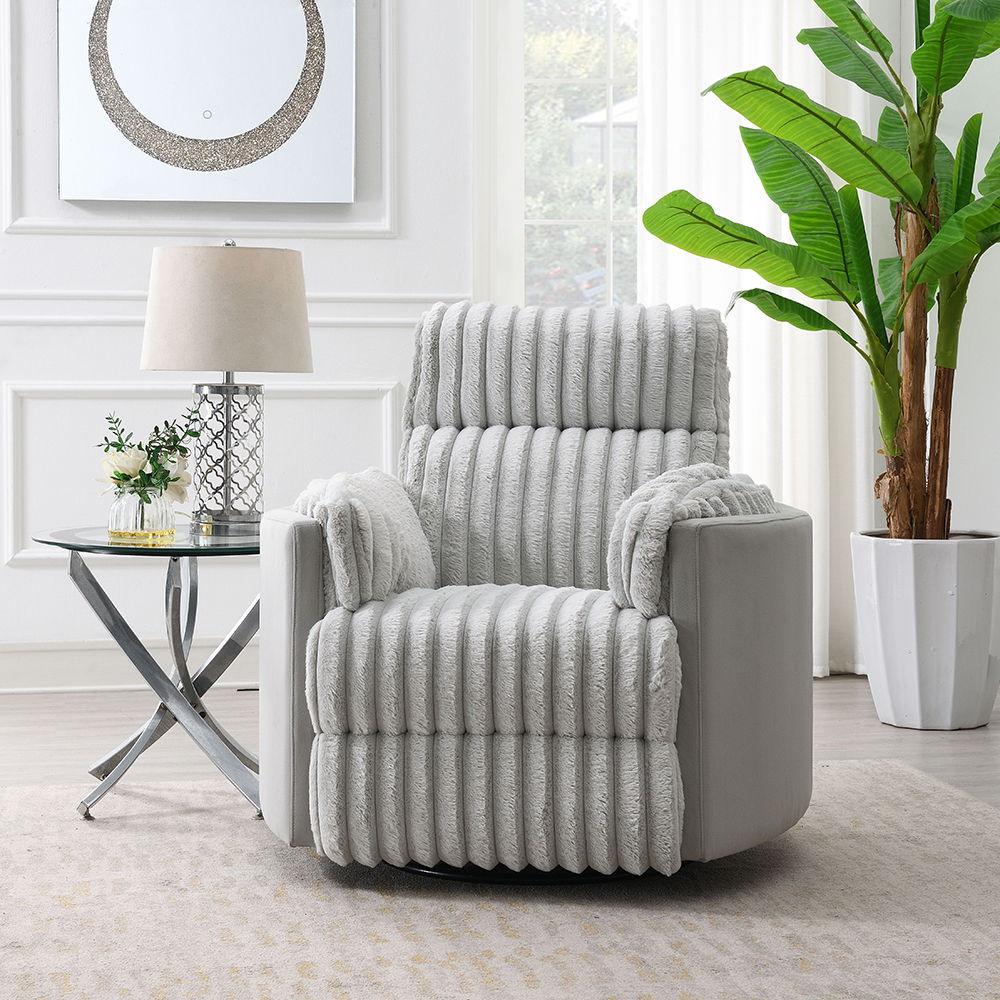 ACME Emee - Glider Recliner With Swivel - Gray Corduroy | Meri Furniture