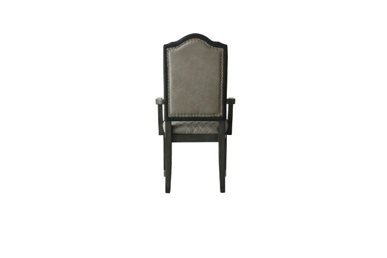 House Beatrice - Arm Chair Set of 2) - Two Tone Gray Fabric & Charcoal