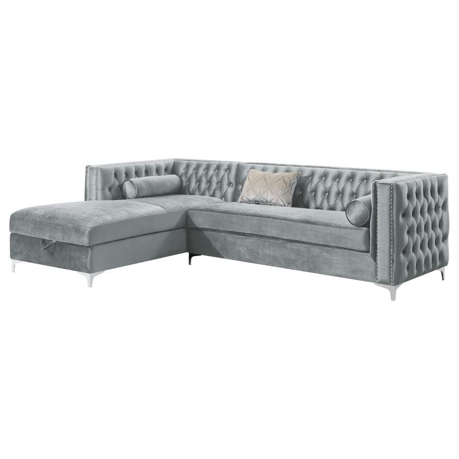 Coaster Fine Furniture Bellaire - Upholstered Storage Chaise Sectional Sofa - Gray | Meri Furniture