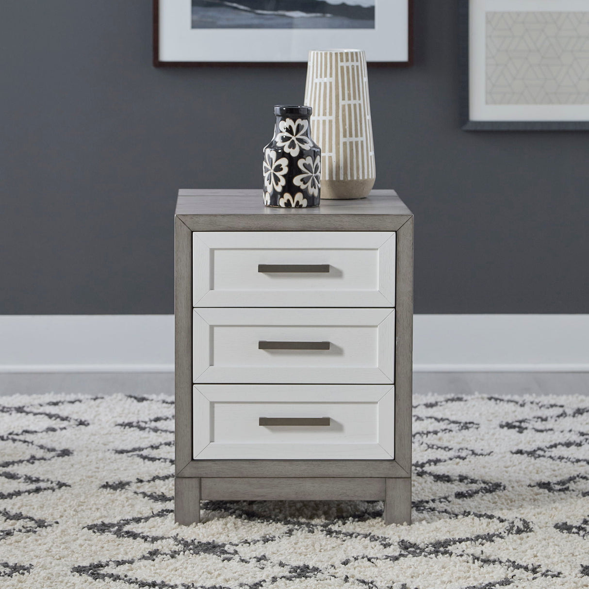 Liberty Furniture Palmetto Heights - 3 Drawer Chair Side Table - White | Meri Furniture