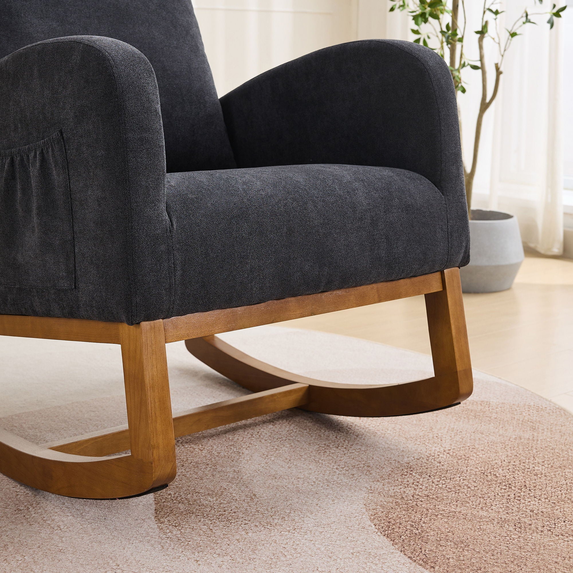 Rocking Glider Chair With High Back And Side Pocket