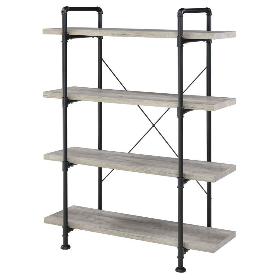 Coaster Fine Furniture Delray - 4-Shelf Bookshelf - Gray Driftwood And Black | Meri Furniture