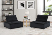 Anna 40"W Black Velvet Set of 2 Armless Lounge Chair