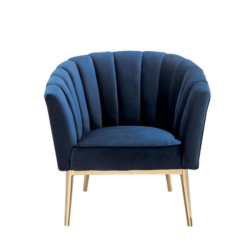 ACME Refined carving with authentic styling, the Colla accent chair is the embodiment of elegance. The thick padded velvet cushion with straight-lined detailing offers superior coziness. | Meri Furniture