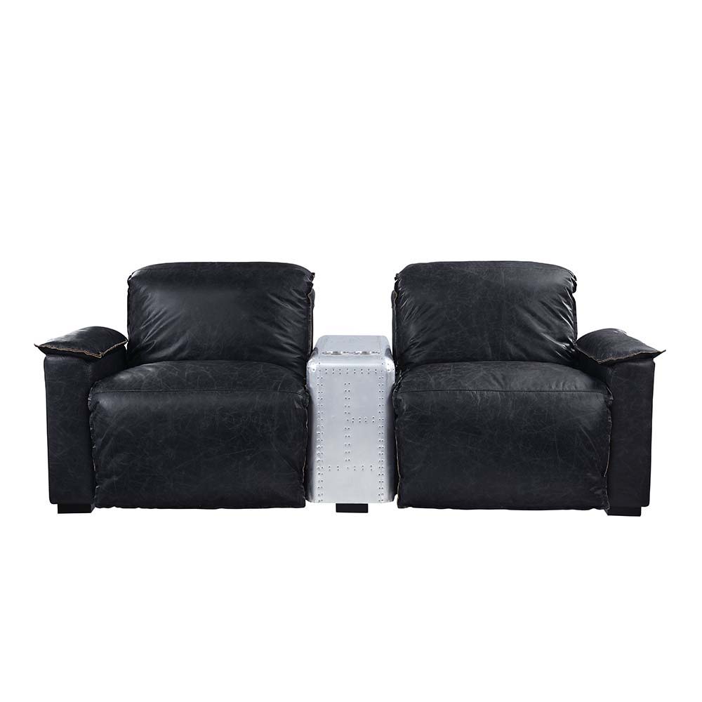 ACME Misezon - Recliner - Black Top Grain Leather & Aluminum | Meri Furniture