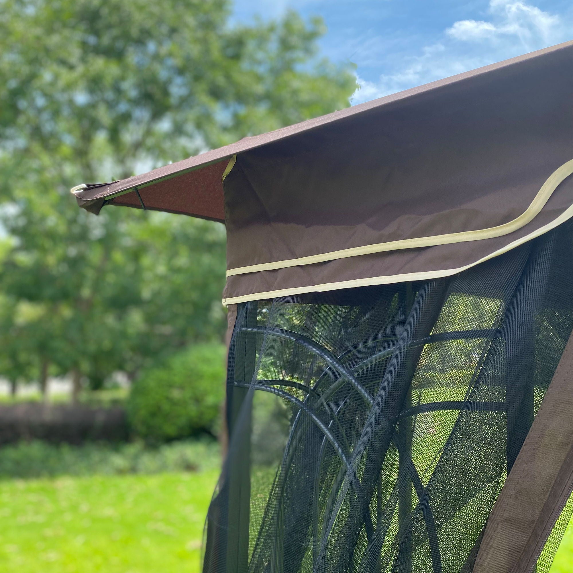 Patio Gazebo Tent With Ventilated Double Roof And Mosquito Net