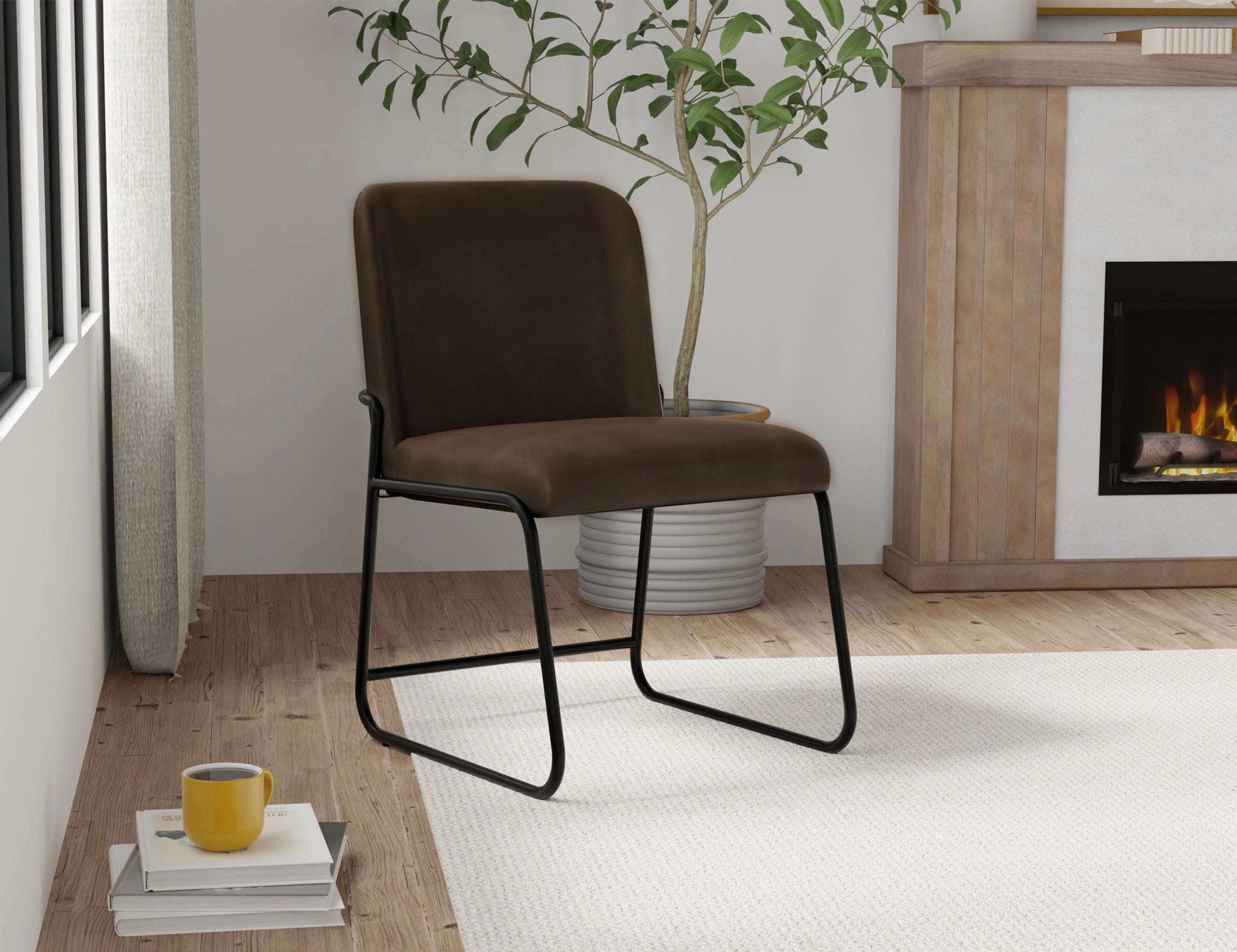 International Furniture Direct Seating - Upholstered Chair (Set of 2) - Brown / Black | Meri Furniture