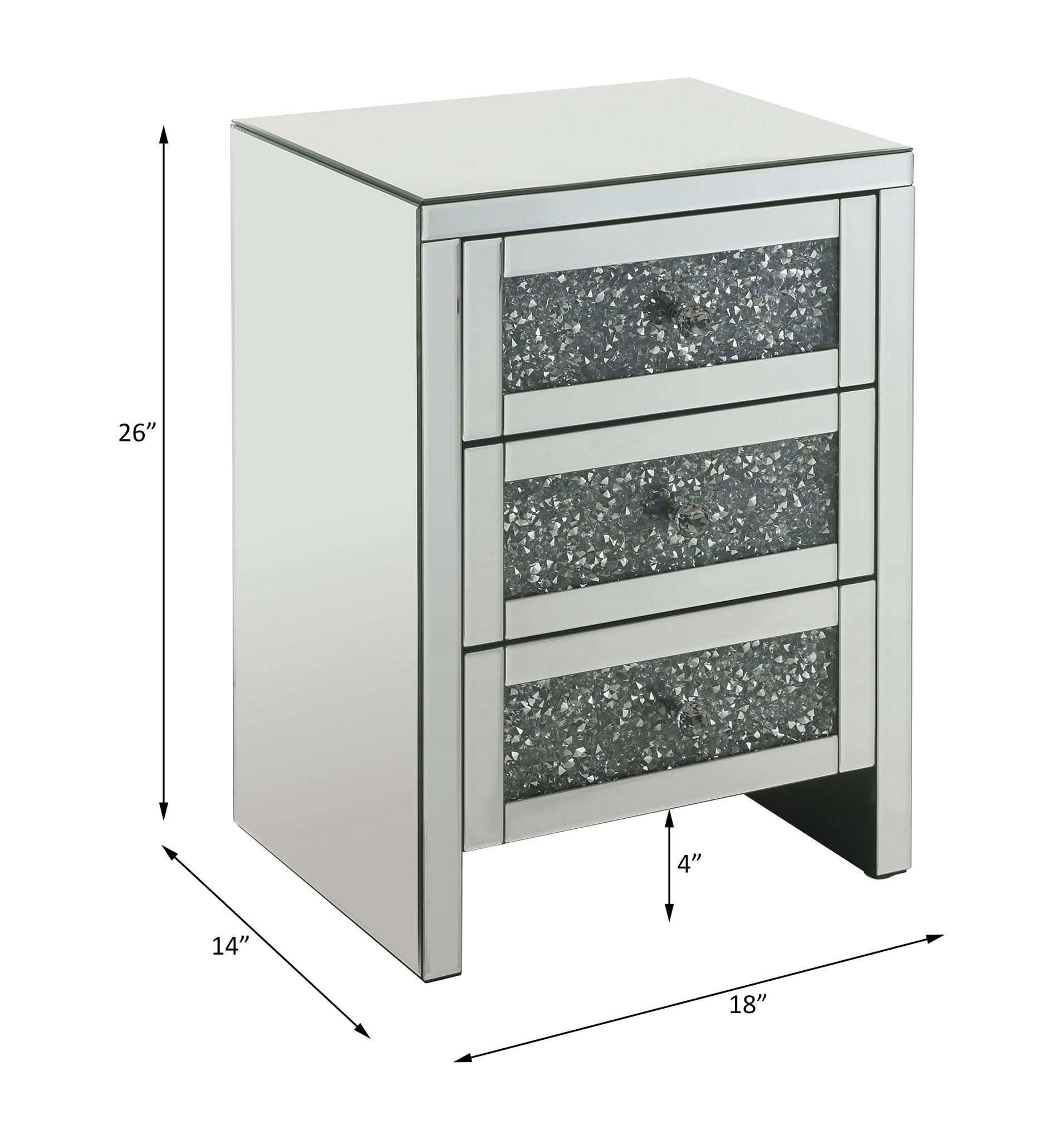Noralie - 26" Accent Table With Faux Diamonds - Mirrored
