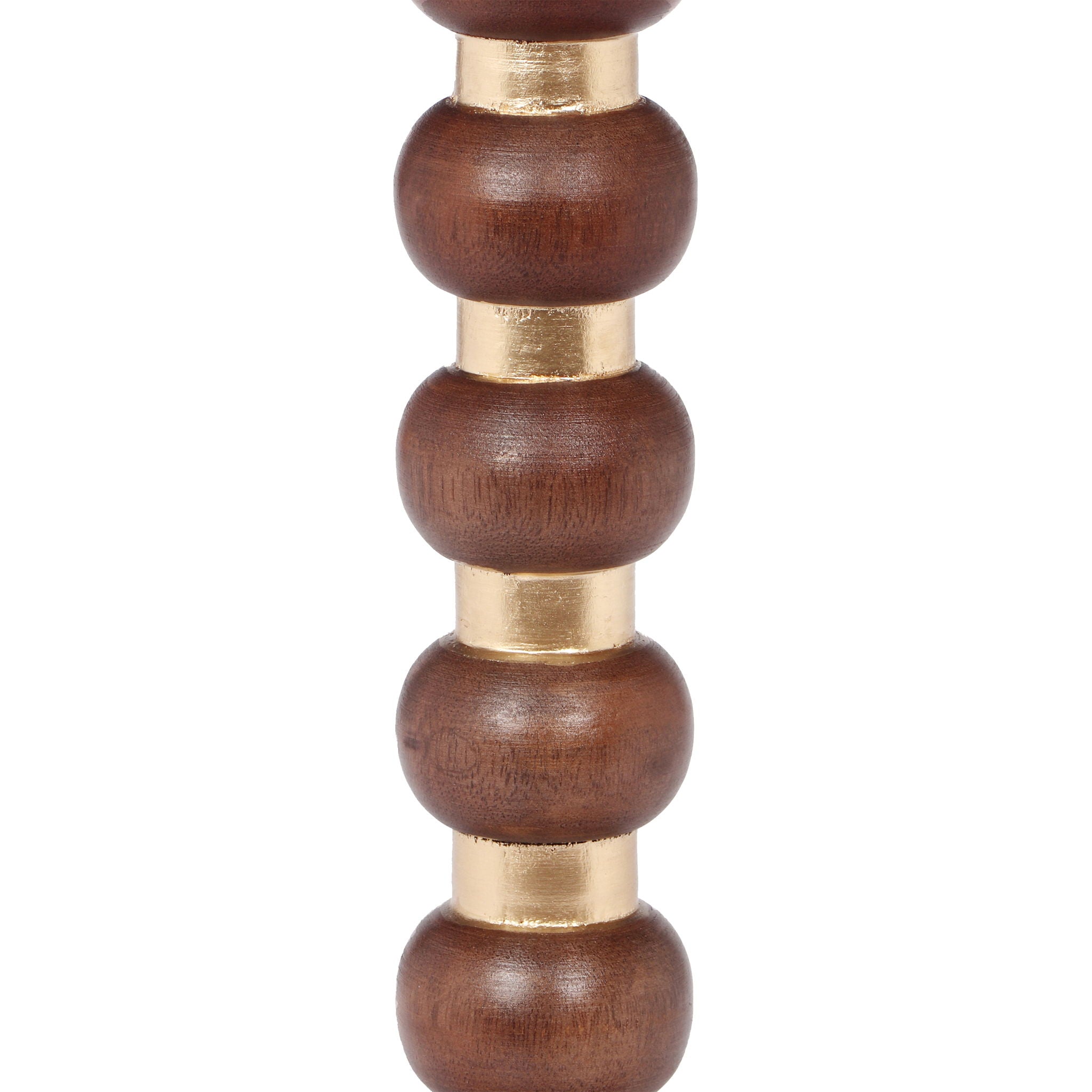 Modern Mango Wood Round End Table With Gold Accents, Solid Wood - Honey