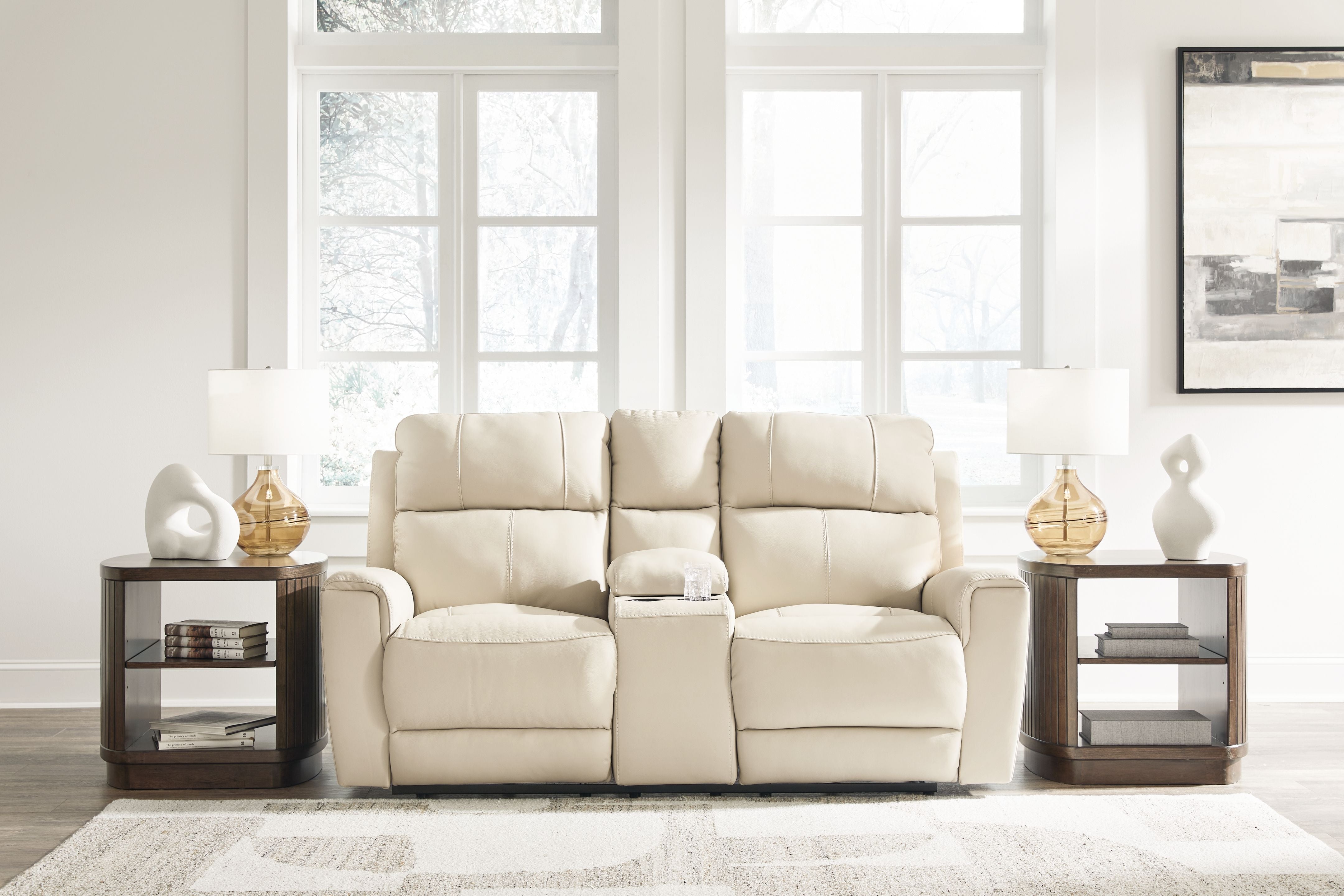 Signature Design by Ashley® Dahlmoore - Almond - Dbl Power Reclining Loveseat With Console | Meri Furniture